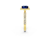 Yellow gold Princess Cut Halo Diamond Pave Band with Prong Setting_2