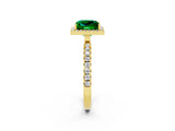 Yellow gold Princess Cut Halo Diamond Pave Band with Prong Setting_2