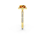 Yellow gold Princess Cut Halo Diamond Pave Band with Prong Setting_2