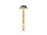 Yellow gold Princess Cut Halo Diamond Pave Band with Prong Setting_2