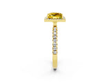 Yellow gold Princess Cut Halo Diamond Pave Band with Prong Setting_2