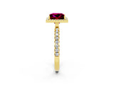 Yellow gold Princess Cut Halo Diamond Pave Band with Prong Setting_2
