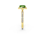 Yellow gold Princess Cut Halo Diamond Pave Band with Prong Setting_2