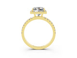 Yellow gold Princess Cut Halo Diamond Pave Band with Prong Setting_3