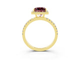 Yellow gold Princess Cut Halo Diamond Pave Band with Prong Setting_3