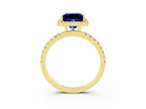 Yellow gold Princess Cut Halo Diamond Pave Band with Prong Setting_3
