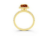 Yellow gold Princess Cut Halo Diamond Pave Band with Prong Setting_3