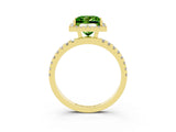 Yellow gold Princess Cut Halo Diamond Pave Band with Prong Setting_3