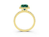 Yellow gold Princess Cut Halo Diamond Pave Band with Prong Setting_3