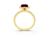 Yellow gold Princess Cut Halo Diamond Pave Band with Prong Setting_3