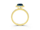 Yellow gold Princess Cut Halo Diamond Pave Band with Prong Setting_3