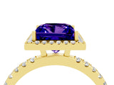 Yellow gold Princess Cut Halo Diamond Pave Band with Prong Setting_4