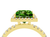 Yellow gold Princess Cut Halo Diamond Pave Band with Prong Setting_4