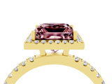 Yellow gold Princess Cut Halo Diamond Pave Band with Prong Setting_4