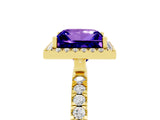 Yellow gold Princess Cut Halo Diamond Pave Band with Prong Setting_5