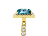 Yellow gold Princess Cut Halo Diamond Pave Band with Prong Setting_5