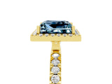Yellow gold Princess Cut Halo Diamond Pave Band with Prong Setting_5