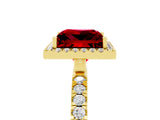 Yellow gold Princess Cut Halo Diamond Pave Band with Prong Setting_5