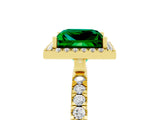 Yellow gold Princess Cut Halo Diamond Pave Band with Prong Setting_5