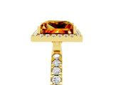 Yellow gold Princess Cut Halo Diamond Pave Band with Prong Setting_5