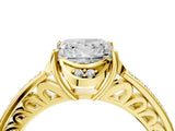 Yellow gold Princess Cut Halo Diamond Ring with Channel Set Band and Four-Prong Setting_30