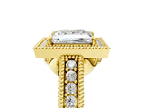 Yellow gold Princess Cut Halo Diamond Ring with Pavé Band and Four-Prong Setting_69