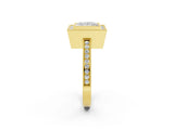 Yellow gold Princess Cut Halo Diamond Ring with Pavé Band and Milgrain Prong Setting_33
