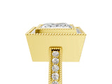 Yellow gold Princess Cut Halo Diamond Ring with Pavé Band and Milgrain Prong Setting_36