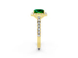 Yellow gold Princess Cut Halo Diamond Ring with Pavé Band and Three-Prong Setting_2