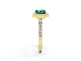 Yellow gold Princess Cut Halo Diamond Ring with Pavé Band and Three-Prong Setting_2