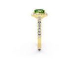 Yellow gold Princess Cut Halo Diamond Ring with Pavé Band and Three-Prong Setting_2
