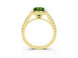 Yellow gold Princess Cut Halo Diamond Ring with Pavé Band and Three-Prong Setting_3