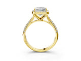 Yellow gold Princess Cut Halo Diamond Ring with Pavé Band_25