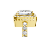 Yellow gold Princess Cut Halo Diamond Ring with Pave Band and Four-Prong Setting_29