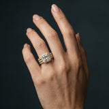 Yellow gold Princess Cut Halo Diamond Ring with Round  Split Shank and Prong Setting_263