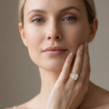 Yellow gold Princess Cut Halo Diamond Ring with Round  Split Shank and Prong Setting_264