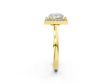Yellow gold Princess Cut Halo Diamond Ring with Solitaire Band and Prong Setting_15