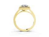Yellow gold Princess Cut Halo Diamond Ring with Solitaire Band and Prong Setting_16