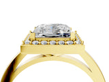 Yellow gold Princess Cut Halo Diamond Ring with Solitaire Band and Prong Setting_17