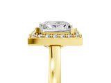 Yellow gold Princess Cut Halo Diamond Ring with Solitaire Band and Prong Setting_18