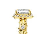 Yellow gold Princess Cut Halo Diamond Solitaire with Filigree Band and Four-Prong Setting_24