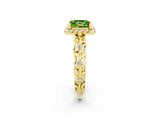 Yellow gold Princess Cut Halo Diamond Solitaire with Filigree Band and Four-Prong Setting_2