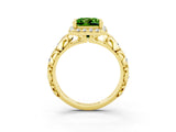 Yellow gold Princess Cut Halo Diamond Solitaire with Filigree Band and Four-Prong Setting_3