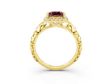 Yellow gold Princess Cut Halo Diamond Solitaire with Filigree Band and Four-Prong Setting_3