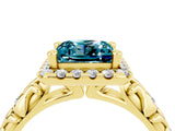 Yellow gold Princess Cut Halo Diamond Solitaire with Filigree Band and Four-Prong Setting_4