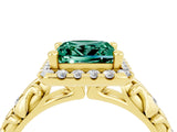 Yellow gold Princess Cut Halo Diamond Solitaire with Filigree Band and Four-Prong Setting_4