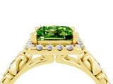 Yellow gold Princess Cut Halo Diamond Solitaire with Filigree Band and Four-Prong Setting_4