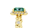 Yellow gold Princess Cut Halo Diamond Solitaire with Filigree Band and Four-Prong Setting_5