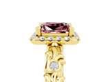 Yellow gold Princess Cut Halo Diamond Solitaire with Filigree Band and Four-Prong Setting_5