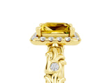 Yellow gold Princess Cut Halo Diamond Solitaire with Filigree Band and Four-Prong Setting_5